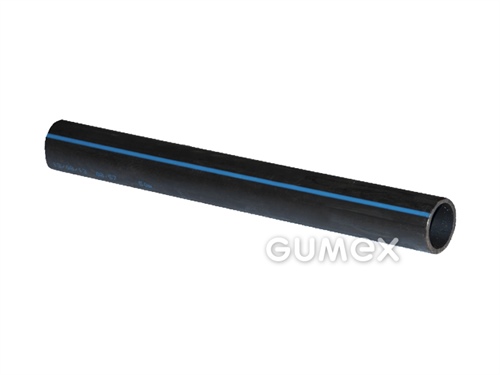 PE-Rohr HD80, 3/4", (25x2,3mm), 10bar, Polyethylen, schwarz mit blauen Streifen, 